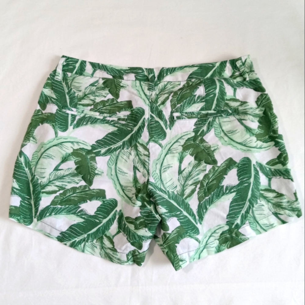 Old Navy Shorts Linen Philodendren Leaves Size 6 Green White - Picture 6 of 13